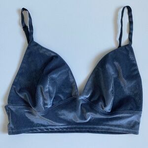 Victoria's Secret Gray Ribbed Velvet Bralette Triangle V-Neck Medium